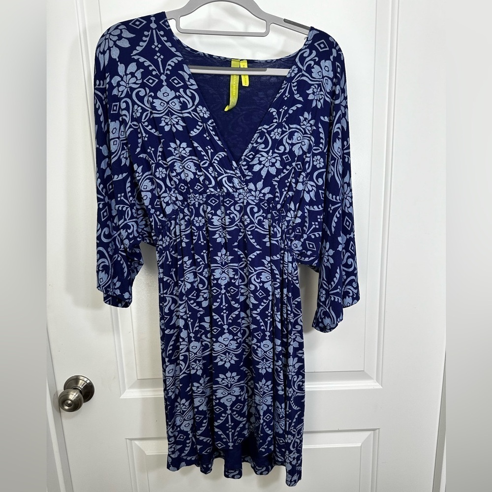 Green Dragon Tunic Dress Blue Print Size Medium